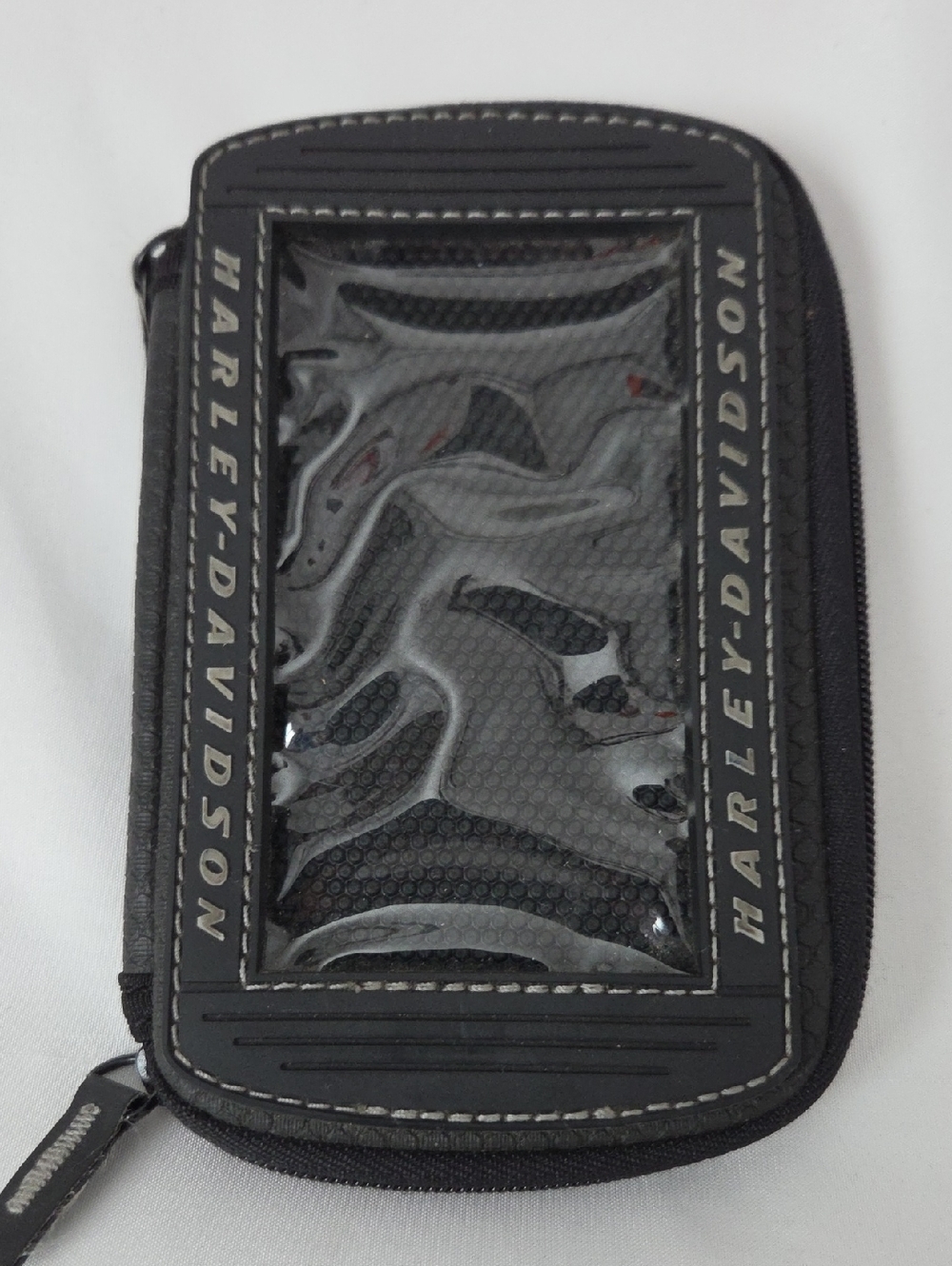 Harley-Davidson Black Zipper Phone Pouch with Clear Touch Window